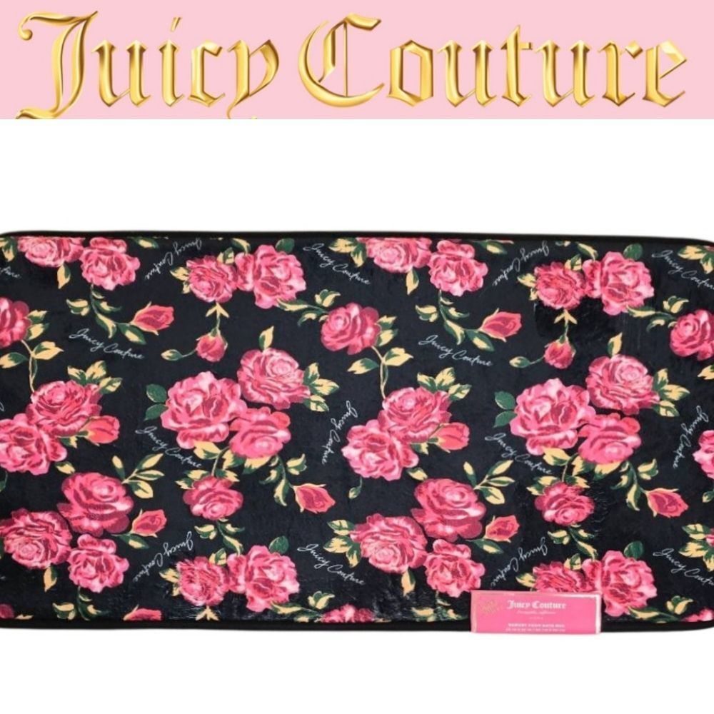 Juicy Couture Home Signature Logo Floral Memory Foam Bath Rug